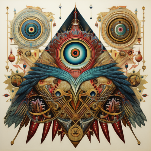 Geometric ophanim with mesmerizing eyes and wings