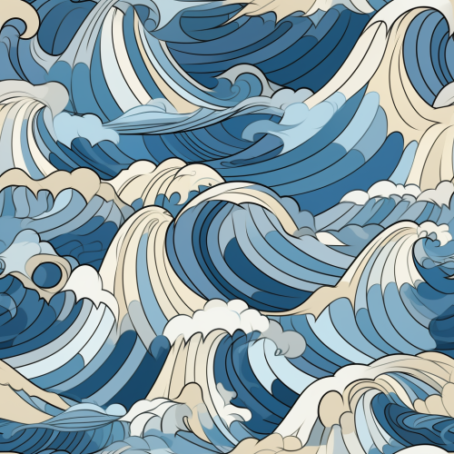 Geometric ocean waves in Escher style