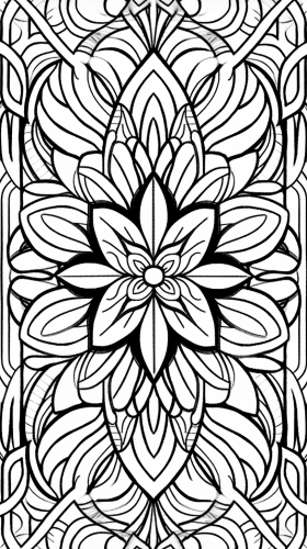 Detailed symmetrical geometric coloring book page