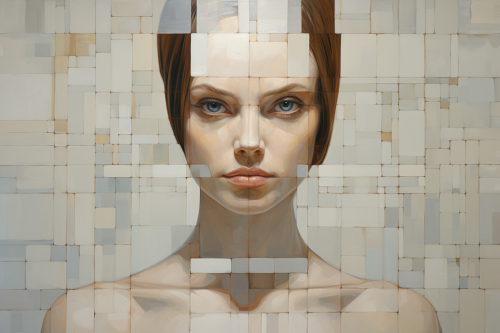 Colorful geometric art with Superheroine |