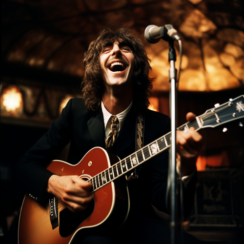 George Harrison singing with euphoria