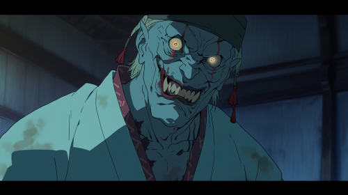 Male zombie character wearing traditional Georgia clothing