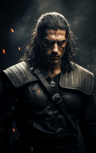 Geralt of Rivia with black hair and black armor