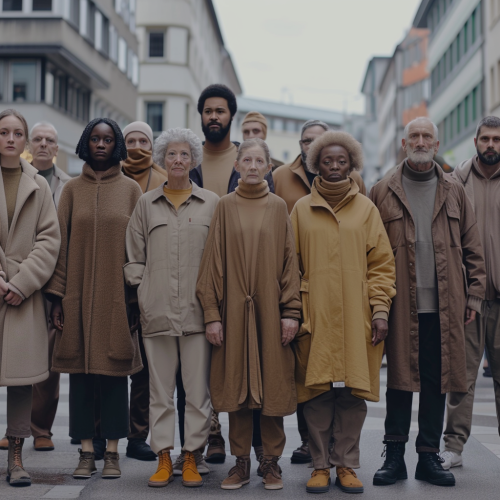 Group of People on German Street