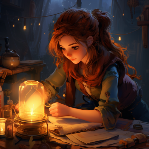 Young woman working on flashlight gadget