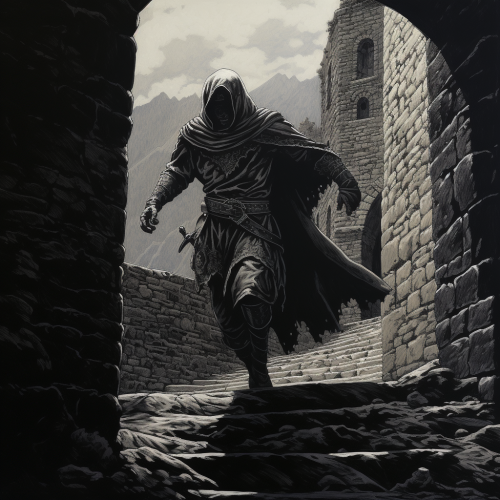 Ghost knight passing through stone wall.
