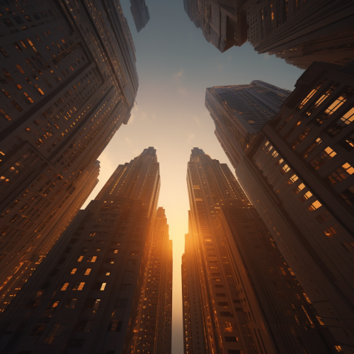 A breathtaking panoramic view of giant city skyscrapers A breathtaking panoramic view of giant city skyscrapers