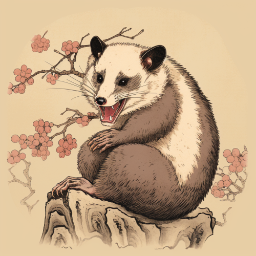 Ancient Japanese art of a giant possum