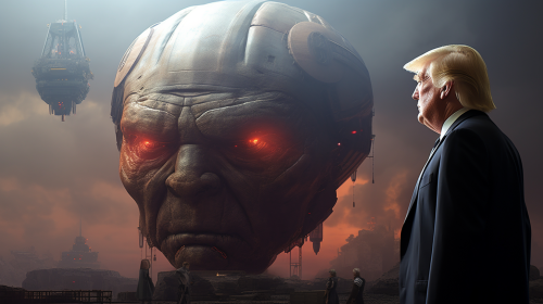 Giant Trump Head with Laser Beams
