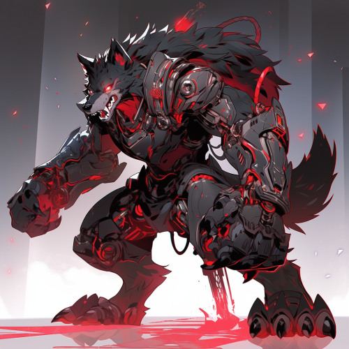 Majestic giant werewolf in cyberarmor