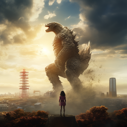 Powerful giant woman preparing to fight Godzilla