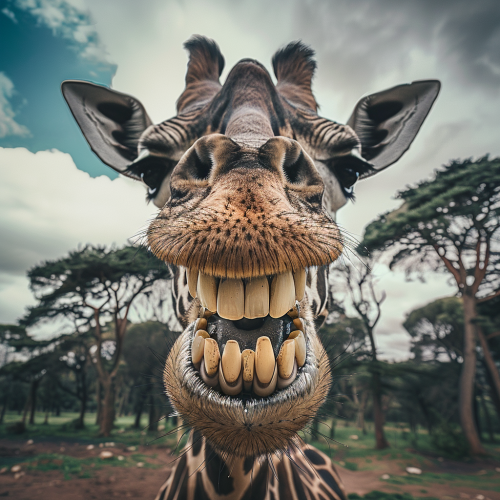 Giraffe with human teeth