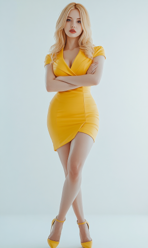 Blonde girl in yellow dress Blonde girl in yellow dress