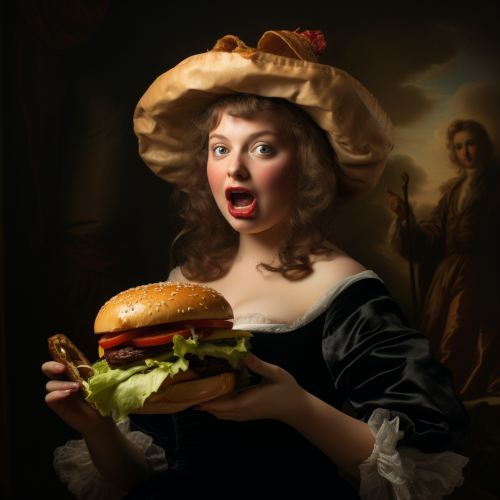 Girl enjoying a delicious hamburger