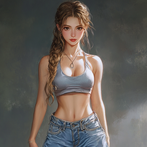 Girl with Brown Eyes in Casual Outfit Girl with Brown Eyes in Casual Outfit