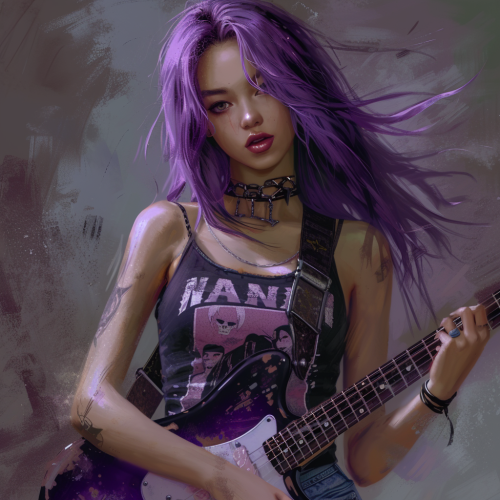 Beautiful girl with purple square hairstyle