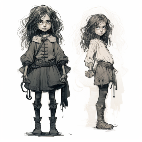 Illustration of a Girl in Chris Riddell Style