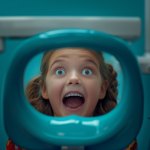 Girl with Dental Braces Laughing