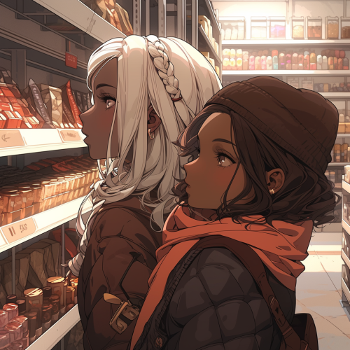 Girls Stealing Chocolate Bars in Convenience Store
