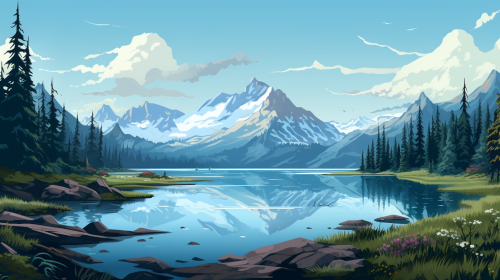 Glacier National Park in 8-bit art