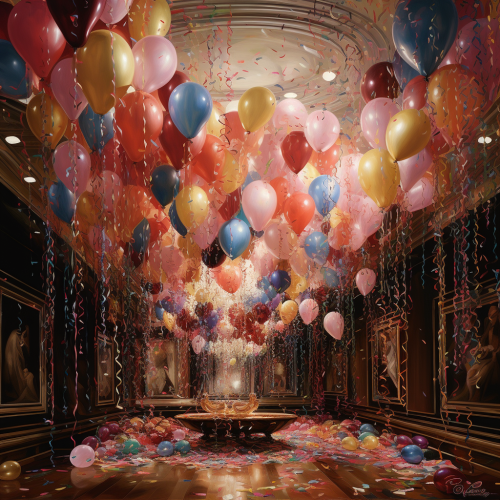 Colorful party decorations and balloons