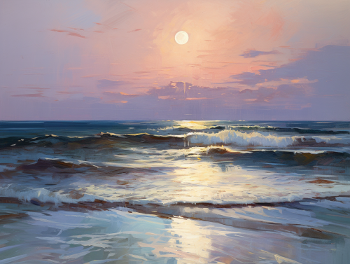 Glowing moon over the ocean