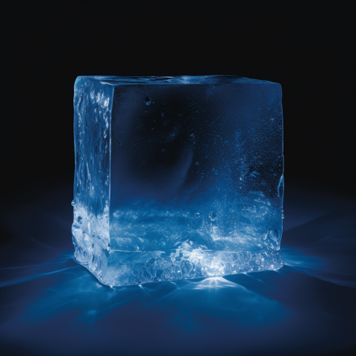 Glowing moonstone in ice block