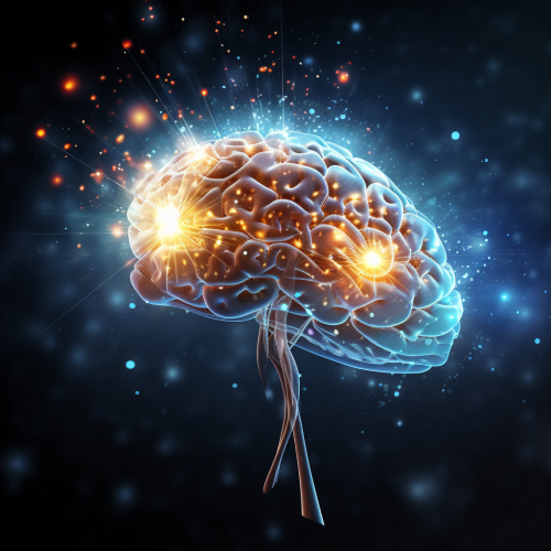 Side Brain Profile with Glowing Sparks