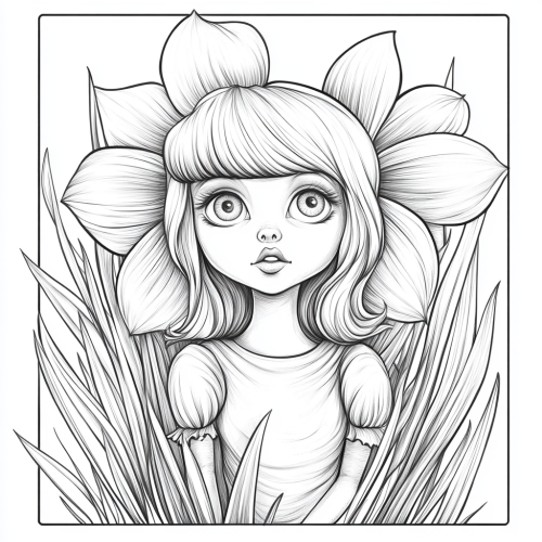 Goddess Daffodil Coloring Page Image