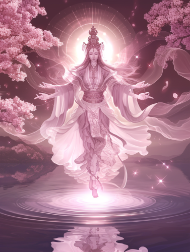 Goddess Guanyin Rococo Style Pink Skirt
