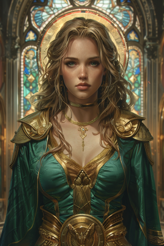 Athena Goddess Hearthstone Style Illustration