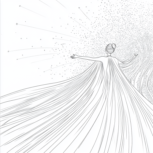 Goddess standing in starry field