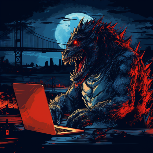 Sinister Godzilla in San Francisco Bay