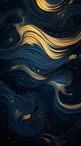 Abstract gold and dark blue paint on woodblock prints Abstract gold and dark blue paint on woodblock prints