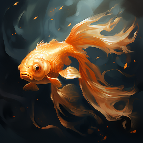 Beautiful goldfish swimming in clear water