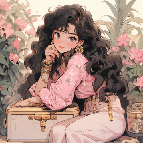 Beautiful Chinese girl holding jewelry box in golden garden