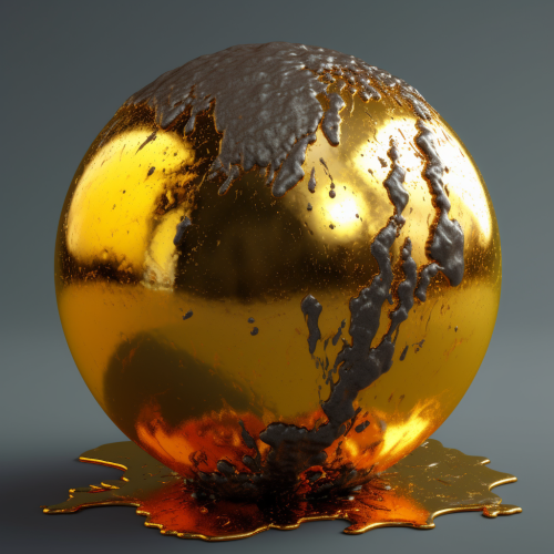 Tarnished gold material shader ball render