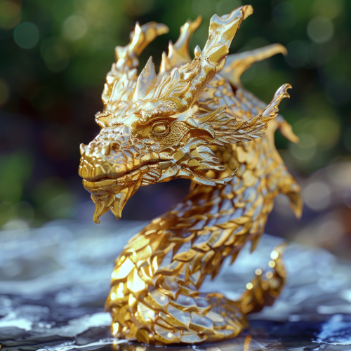 Gold pseudodragon with one horn
