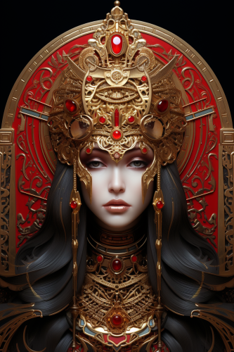 Detailed and Realistic Gold and Red Icon
