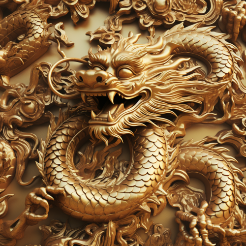 Golden Chinese Dragon Wall Decor