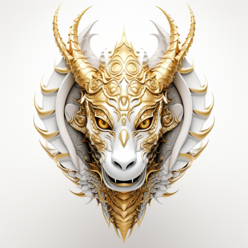 Golden dragon head with crown