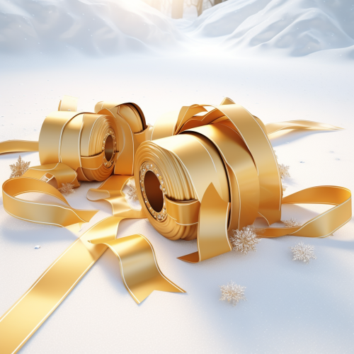 Beautiful gift tapes on snow