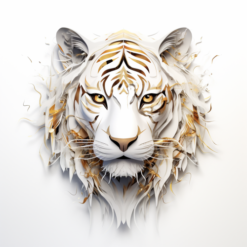 Golden Tiger on White Background