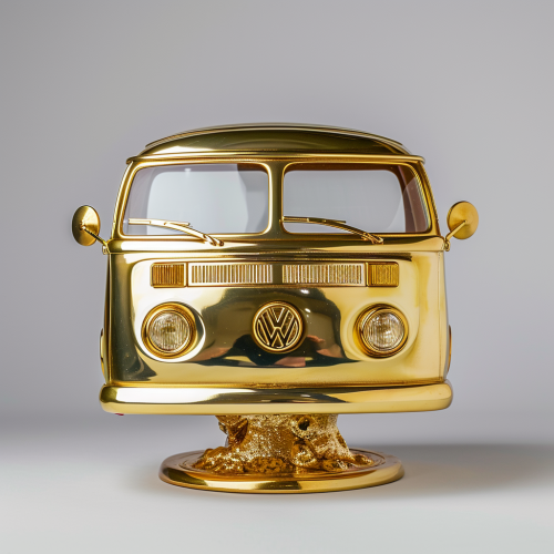 Golden Van Trophy on White Background