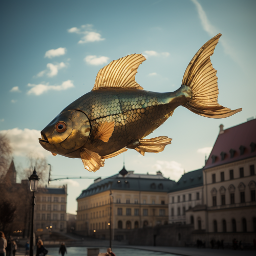 Goldenfish soaring through Budapest's District II