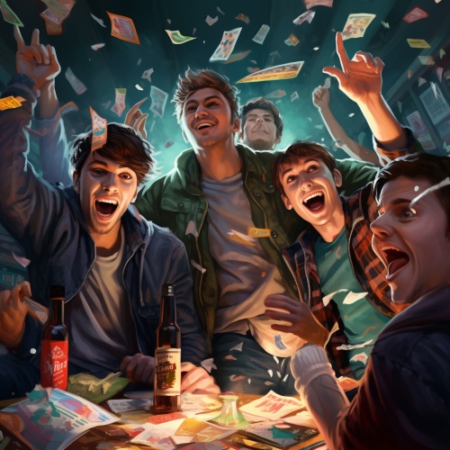 Friends celebrating achieving success together