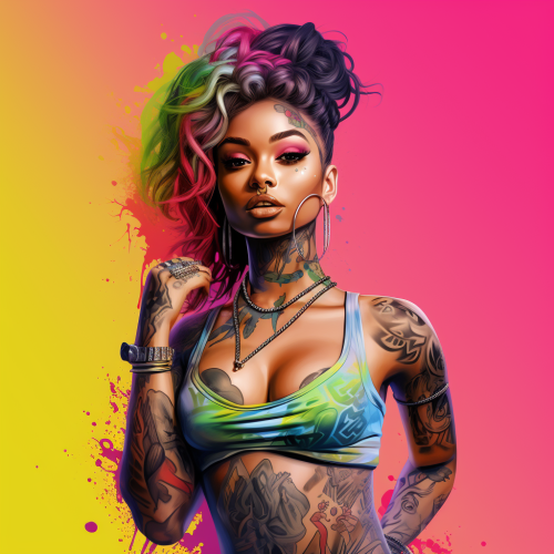 African American girl with beautiful tattoos