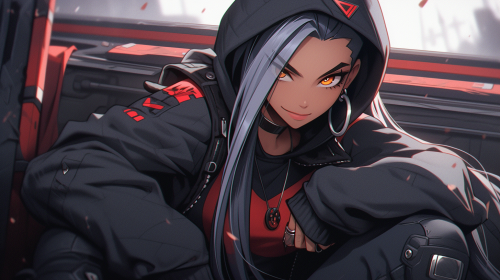 Flirty black anime woman with stunning pose