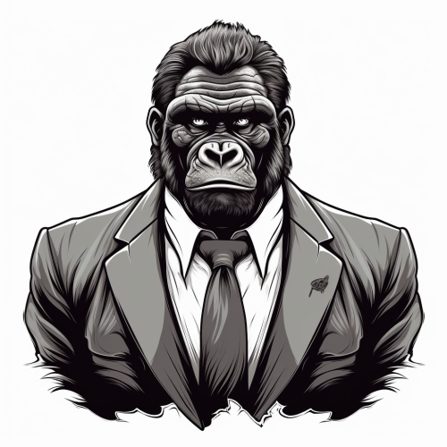 Gorilla in black suit illustration