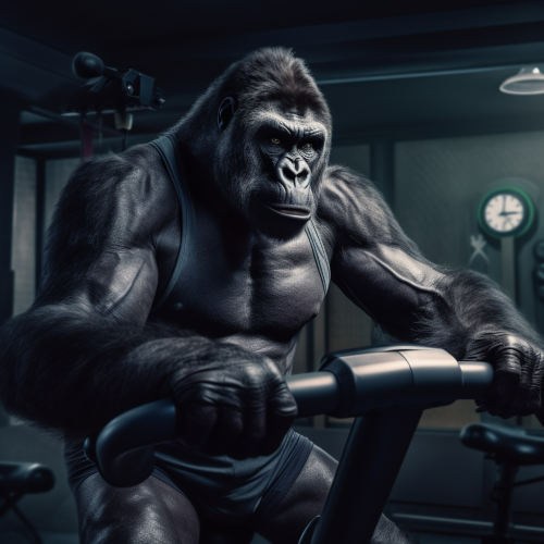 Gorilla Teenager Gym Sport Realistic 8K